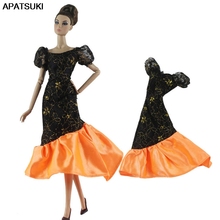 Black Orange Patchwork Party Dress For Barbie Doll 1/6 Doll Clothes Princess Gown For Barbie Doll Outfits 1:6 Doll Accessories 2024 - buy cheap