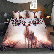 New Elk Bedding Set Queen Floral Moose Duvet Cover Animal Reindeer Bedspreads for Kids Deer Bedspread Bed Set 3pcs 2024 - buy cheap