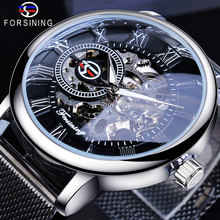 Forsining Fashion Men Mechanical Watch Skeleton Slim Roman Dial Mesh Stainless Steel Strap Wristwatch Business Male Watches Gift 2024 - buy cheap