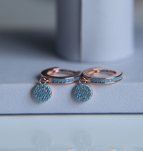 gold rose gold silver color micro pave cz evil eye dots circle clip on earrings Turquoises CZ earring for girl women 2024 - buy cheap