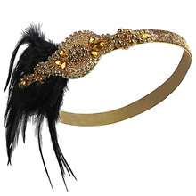 1920s Gatsby Flapper Feather Headband 20s Accessories Crystal Beaded Wedding Headpiece 2024 - buy cheap