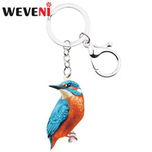WEVENI Acrylic Alcedo Atthis Kingfisher Bird Key Chain Keychains Holder Fashion Animal Gift Jewelry For Women Girls Bag Charms 2024 - buy cheap