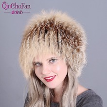 Women winter fur hats genuine fox fur knitted beanies 2018 new hot Russian style super elastic high quality luxury female caps 2024 - buy cheap