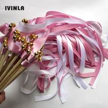 50pcs/lot  red violet  wedding ribbon wands Sparklers with gold bell for wedding decoration 2024 - buy cheap