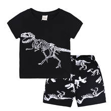 New Brand Baby Boy Clothing Sets Cotton Dinosaur Print Pattern Clothes + Shorts 2 Pcs Kids Suit Set Summer Boys Girls Outfits 2024 - buy cheap