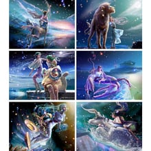 5D Diy diamond painting 12 zodiacal constellations circular diamond embroidery Rhinestone cross stitch mosaic Wall Sticker Gift 2024 - buy cheap