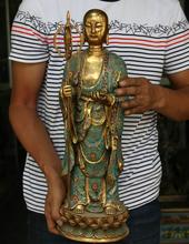 18" Tibet Cloisonne Bronze Stand TangSeng Ksitigarbha Buddha Spade Statue 2024 - buy cheap