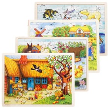 60pcs Animal Wood Jigsaw Puzzle Early Educational Wooden Toys 3D Puzzle Kids Game Toys Gifts for Children 2024 - buy cheap