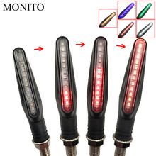 Motocicleta fluindo flicker de água led motocross turn signal lâmpada luz para honda pcx 125 150 kawasaki versys 650 klz1000 z400 2024 - compre barato