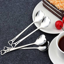 200pcs/lot Heart shaped love couple spoon Creative stainless steel coffee stiring spoon With heart-shaped handles Can be hung 2024 - buy cheap