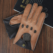 New Arrival Spring Men's Genuine Leather Gloves High Quality Fashion Driving Unlined Goatskin Finger Gloves Free Shipping 2024 - buy cheap