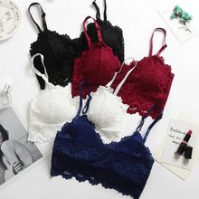 Sutiã de renda feminino, lingerie sexy sem fio, sutiã acolchoado com ultra alça acolchoada 2024 - compre barato