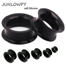 Wholesale Body Jewelry Silicone Black Double Flared Hollow Ear Plug Exapnder Flesh Tunnel Mix 12 Sizes 48pcs/lot 2024 - buy cheap