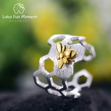 Lotus Fun Moment Plata de Ley 925 auténtica-Anillo de abeja para mujer, joyería creativa de moda, anillo abierto de panal, anillos de protección para el hogar 2024 - compra barato