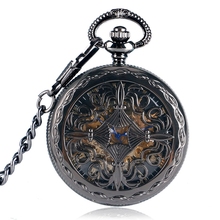 Relógio de bolso mecânico automático oco steampunk phoenix caso árabe relogio relógios de bolso masculino relógio de bolso automático 2024 - compre barato