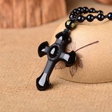 natural stone Quartz crystal Black Obsidian hand Carved cross pendant for diy jewelry making necklace Accessories 2024 - buy cheap