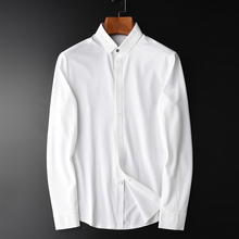 Minglu Spandex do Algodão camisa Dos Homens Camisa Masculina Branca de Manga Longa Dos Homens Camisa De Vestido Plus Size 4xl Slim Fit Camisa Casual homens 2024 - compre barato
