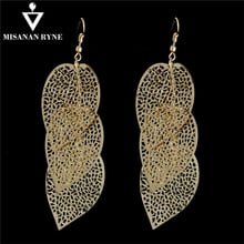 MISANANRYNE Gold Color Dangle Earrings Women Costume Accessories Jewelry Hollow Leaf Shape Long Earring 2024 - buy cheap