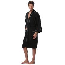 Men's Waffle Cotton Robes Long Sleeve Kimono Bath Robes Terry Cloth Winter Pijamas Knee-Length Men's Spa Bathrobe Sleepwear 2024 - buy cheap