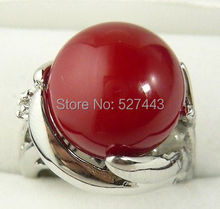 Wholesale free shipping >>nice 18KGP Red Coral ring size 9 AAA 2024 - buy cheap