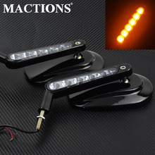 Espejos retrovisores negros con luz LED de intermitentes para Harley, Touring, Road King, Classic, V-ROD, VRSCF, Sportster Deluxe 2024 - compra barato