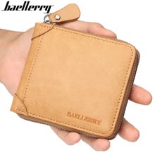 Carteira de couro baellery masculina casual, com bolso para moedas, suporte para cartão de crédito, três dobras, bolsa com zíper, designer para dinheiro 2024 - compre barato