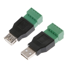 USB 2.0 Type A Male/Female to 5P Screw w/ Shield Terminal Plug Adapter Connecto 2024 - buy cheap