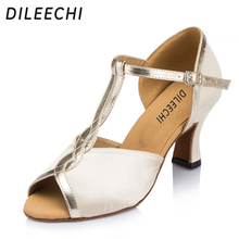 Sapatos de dança femininos para adulto dileechi, sapatos de dança quadrados, sola macia, cor de pele 2024 - compre barato