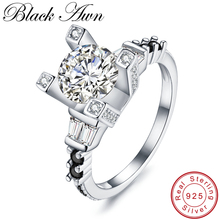 [BLACK AWN] Eiffel Tower Engagement Rings for Women 925 Sterling Silver Jewelry Black Spinel Classic Finger Ring Bague C256 2024 - buy cheap