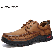 JUNJARM zapatos de cuero genuino de cuero de vaca de los hombres zapatos casuales zapatos de los hombres zapatillas de deporte al aire libre de encaje de alta calidad de los hombres zapatos de trabajo zapatos tamaño 38-48 2024 - compra barato