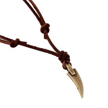 Long Casual Brown Genuine Leather Rope Sweater Chains Punk Vintage Bronze Spike Pendant Men Necklace Women Femme Homme Jewelry 2024 - buy cheap