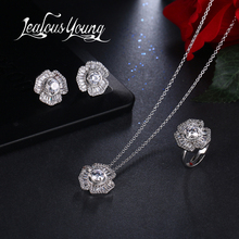 2017 Luxury Flower Earrings Ring And Necklace Bridal Jewelry Sets For Women Inlay AAA Cubic Zirconia Wedding Jewelry Set AS144 2024 - buy cheap