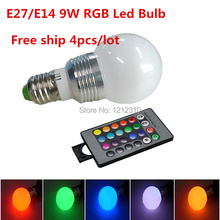Светодиодная RGB лампа E27/E14 9 Вт 15 Вт Дистанционное управление изменение цвета Светодиодная настенная лампа RGB 16 цветов лампа 85-265 в 2024 - купить недорого