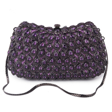 Handmade Purple Rhinestone Crystal Evening Clutch Women's Bags Party Purse Fashion Hollow Out Ladies Diamond Dinner Handbag 2024 - buy cheap