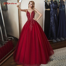 Красные длинные кружевные вечерние платья, вечерние бусины на бретелях, женское официальное платье, вечернее платье 2024 - купить недорого