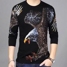 BONJEAN  Autumn Fashion Men's Pullover Sweaters  Long Sleeve Round Neck Big Eagle Print Cotton Knitted Thin Sweater Shirt 2024 - buy cheap