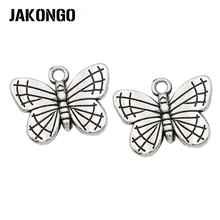 JAKONGO 10pcs Butterfly Charms Antique Silver Pendants for Jewelry Making Earrings DIY Handmade Craft 14x8mm 2024 - buy cheap