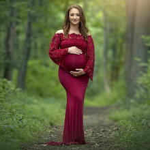 Vestido de renda elegante para fotos de maternidade, vestido branco plus size, roupa para fotos de maternidade 2024 - compre barato