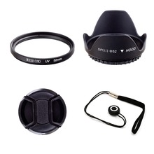 Tapa de lente + capucha + filtro UV 52mm + regalo para Samsung 55-100% mm/50-200mm NX210 NX1000 NX20, garantía del 200 2024 - compra barato