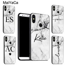 MaiYaCa MARBLE INITIALS NAME CUSTOM For POCO X3 F2 Pro F1 Case For Redmi Note 9 Pro 8 T 7 9S 9C For Mi Note 10 Lite A3 9T 2024 - купить недорого