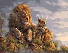 Pintura a óleo do rei leão por número pintura acrílica em tela de decoração pintura por número desenho de animal 2024 - compre barato