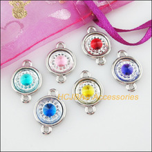 24 New Round Resin Connectors Mixed Charms Tibetan Silver Color Pendant 13x19mm 2024 - buy cheap