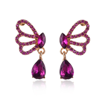 Beautiful Butterfly Crystal Stud Earrings Colorful Opal Stone Waterdrop Piercing Earrings Women Jewelry Christmas Gift 2018 2024 - buy cheap
