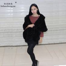 Linhaoshengyue 2017 100% Natural Fur Mink Fur Lady  Shawl 2024 - buy cheap