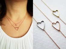 Tiny Line Hollow Out Open Heart Necklaces Simple Wire Wrapped Love Heart Necklaces for Lovers Couples charm pendant jewelry 2024 - buy cheap