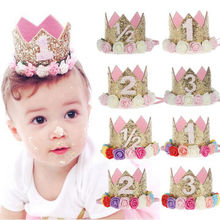 Yundfly tiara tiara cabeça, coroa de flor, recém-nascido, flor rosa, faixa de cabelo, tiara, bebê meninas, festa de aniversário, chapéu, faixas de cabelo 2024 - compre barato