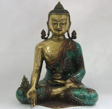 song voge gem S0984 Tibet Copper Gild inlay Turquoise Ruby Gem Bhaisajyaguru Medicine Buddha Statue 2024 - buy cheap