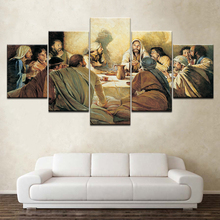 Abstract Modern Home Decoration Canvas Printed Painting 5 Panel Last Supper Framed Wall Art For Living Room Modular Picture 2024 - buy cheap