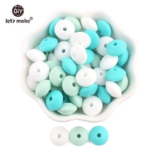 Let's Make 40pc 12mm Silicone Abacus Beads Serie Food Grade Silicone Teether BPA Free Silicone Teething DIY Bead Nursing Pendant 2024 - buy cheap