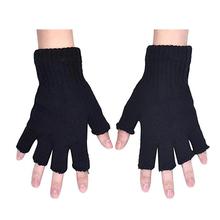Guantes de invierno elásticos sin dedos para hombre y mujer, guantes cálidos de medio dedo, regalo de Navidad 2024 - compra barato
